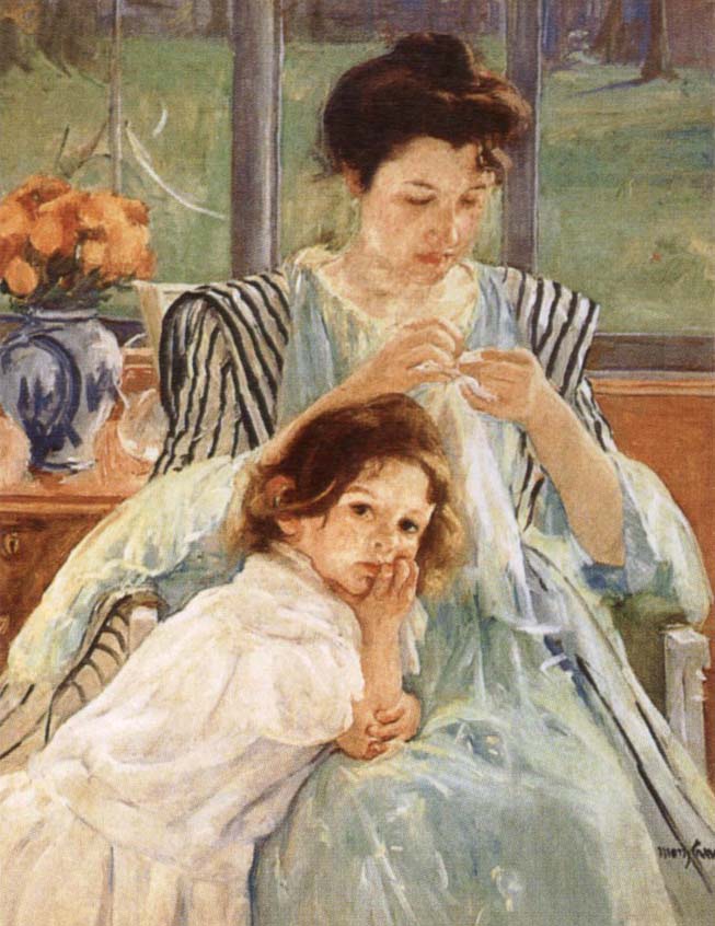 Young Mother Sewing